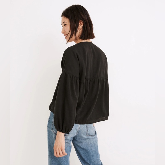NWT Madewell Monterey Top in True Black, L - Picture 3 of 14